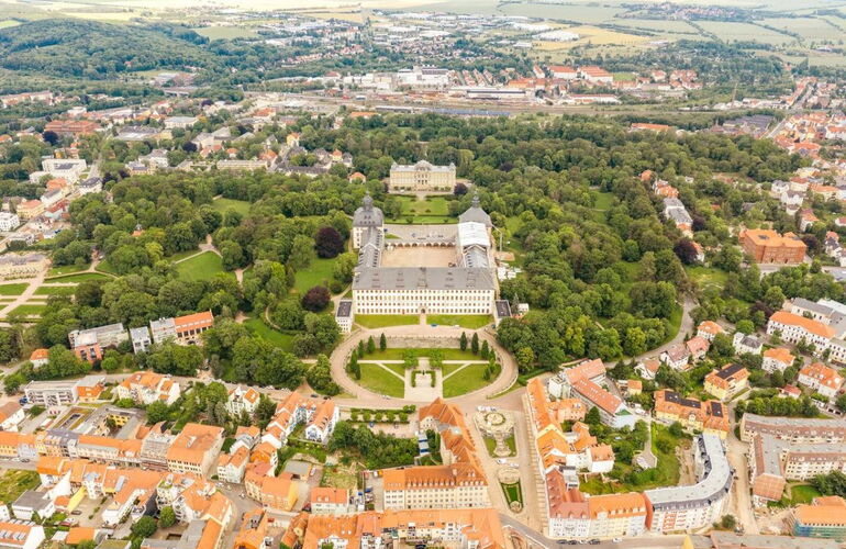Gotha, Schloss Friedenstein, Ansicht von Norden mit Wasserkunst © Marcus Glahn