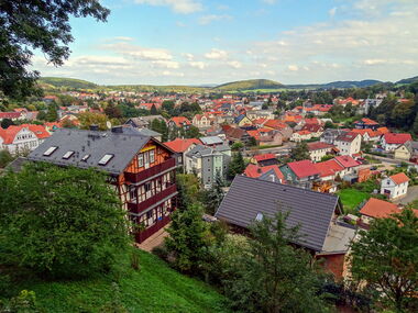 Panoramablick vom Haus am Wald über ganz Friedrichroda im Thüringer Wald