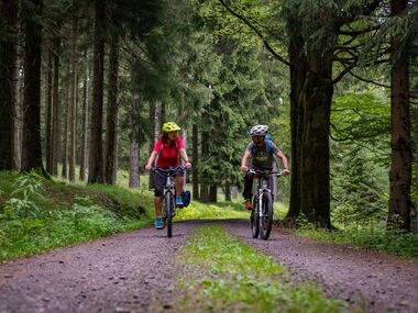 Zwei Radwanderer auf dem Rennsteig
